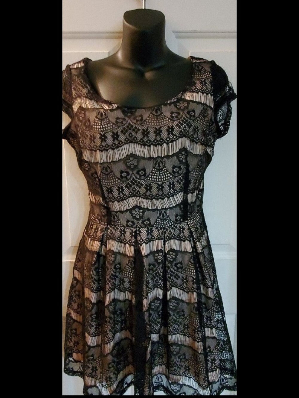 Charlotte Russe Black Lace Dress with Nude Lining